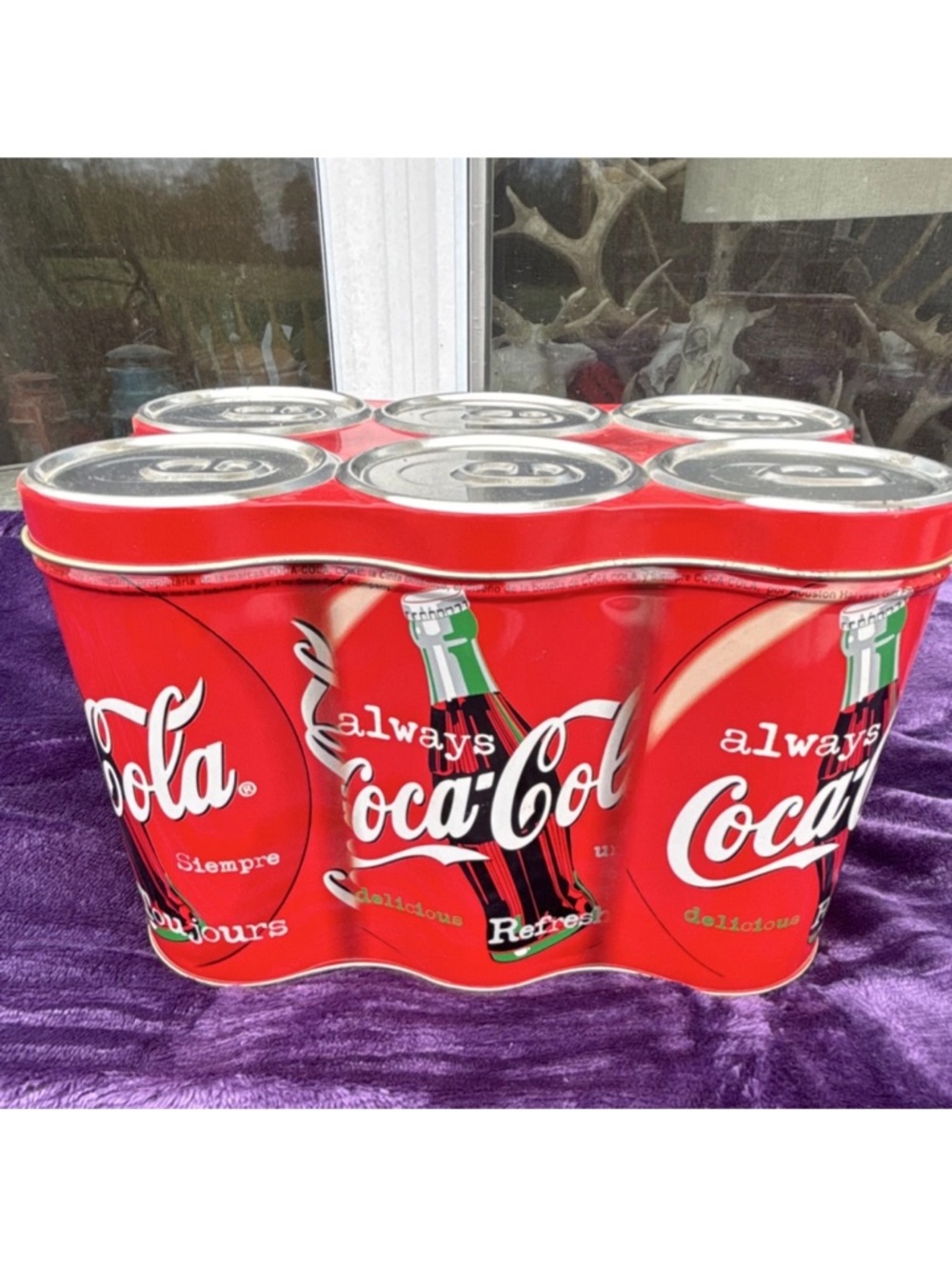 Coca-Cola 6-Pack Tin Collectible Red/Gold Original 1998 Soda Advertising
